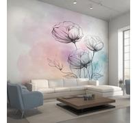 Genérico Papel Pintado Pared Flor Acuarela Papel Pintado Pared Dormitorio Floral Minimalista, Salon Tejido No Tejido Decoración del Hogar 150x105 W&53