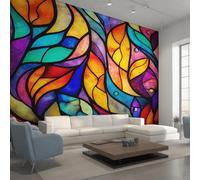 Genérico Papel Pintado Pared Geometría Papel Pintado Pared Dormitorio Hojas Coloridas, Salon Tejido No Tejido Decoración del Hogar 300x210 W27