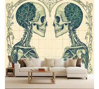 Genérico papel pintado pared infantil 250x370cm Pareja De Esqueletos papel pintado infantil Paneles de lienzo artístico 3D con unión invisible, ideales para dormitorio o estudio creativo EB24-3896