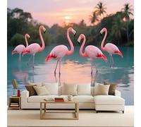 Genérico papel pintado pared infantil 250x420cm Hermosa Bandada De Flamencos papel pintado muebles Lienzo decorativo sin costuras, acabado pintura al óleo, perfecto para comedor moderno EB24-2582