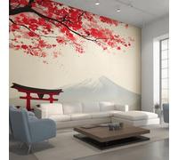 Genérico Papel Pintado Pared Japonés Papel Pintado Pared Dormitorio Monte Fuji Torii Flor de Cerezo, Salon Tejido No Tejido Decoración del Hogar 400x280 W&94