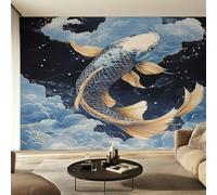 Genérico Papel Pintado Pared Koi Japonés Papel Pintado Pared Dormitorio Asiático Oriental, Salon Tejido No Tejido Decoración del Hogar 400x280 W37