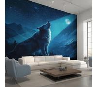 Genérico Papel Pintado Pared Lobo Papel Pintado Pared Dormitorio Cielo Estrellado Vida Salvaje, Salon Tejido No Tejido Decoración del Hogar 300x210 W44