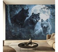 Genérico Papel Pintado Pared Lobo Papel Pintado Pared Dormitorio Lobos Salvajes, Salon Tejido No Tejido Decoración del Hogar 250x175 W47