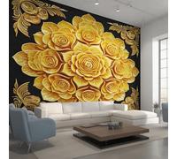 Genérico Papel Pintado Pared Mandala Dorado Papel Pintado Pared Dormitorio Flor Bohemia, Salon Tejido No Tejido Decoración del Hogar 150x105 W&60