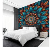 Genérico Papel Pintado Pared Mandala Papel Pintado Pared Dormitorio Étnico Bohemio, Salon Tejido No Tejido Decoración del Hogar 150x105 W&74