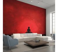 Genérico Papel Pintado Pared Meditación Yoga Papel Pintado Pared Dormitorio Zen Negro Rojo, Salon Tejido No Tejido Decoración del Hogar 400x280 W45