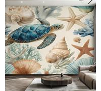 Genérico Papel Pintado Pared Mundo Submarino Papel Pintado Pared Dormitorio Concha de Tortuga Marina, Salon Tejido No Tejido Decoración del Hogar 350x256 W26