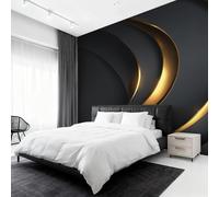 Genérico Papel Pintado Pared Oro Negro Abstracto Papel Pintado Pared Dormitorio Moderno Simple, Salon Tejido No Tejido Decoración del Hogar 150x105 W&54