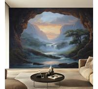 Genérico Papel Pintado Pared Paisaje Natural Papel Pintado Pared Dormitorio Vista de Cueva Cascada, Salon Tejido No Tejido Decoración del Hogar 450x315 W42
