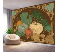 Genérico Papel Pintado Pared Panorámico Art Nouveau Calabazas Hojas, 300 x 210 cm Póster Gigante De Pared Personalizado 3D Para Salón Dormitorio, Marrón Papel Pintado Tapiz De Pared Grande