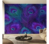 Genérico Papel Pintado Pared Pluma de Pavo Real Papel Pintado Pared Dormitorio Plumaje de Pavo Real, Salon Tejido No Tejido Decoración del Hogar 280x200 W32