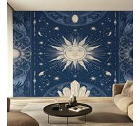 Genérico Papel Pintado Pared Sol Luna Papel Pintado Pared Dormitorio Astrología Mística Celestial, Salon Tejido No Tejido Decoración del Hogar 450x315 W40