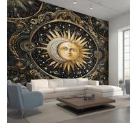 Genérico Papel Pintado Pared Sol Luna Papel Pintado Pared Dormitorio Bohemio Celestial, Salon Tejido No Tejido Decoración del Hogar 300x210 W&72