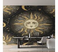 Genérico Papel Pintado Pared Sol Luna Papel Pintado Pared Dormitorio Bohemio Celestial, Salon Tejido No Tejido Decoración del Hogar 300x210 W&77