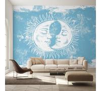 Genérico Papel Pintado Pared Sol Luna Papel Pintado Pared Dormitorio Celestial Místico, Salon Tejido No Tejido Decoración del Hogar 300x210 W50