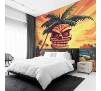 Genérico Papel Pintado Pared Tiki Tropical Papel Pintado Pared Dormitorio Máscara Hawaiana Bar, Salon Tejido No Tejido Decoración del Hogar 250x175 W&81