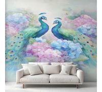 Genérico Papel Pintado Pavo Real Papel de Pared, Decoracion Salon Dormitorio Ave Animal Salvaje Flor Murales Fotomurales Decorativos Pared, 200 x 150 cm BH&OM