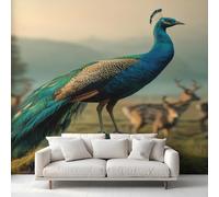 Genérico Papel Pintado Pavo Real Papel de Pared, Decoracion Salon Dormitorio Aves Fauna Animal Murales Fotomurales Decorativos Pared, 200 x 150 cm 1&XF