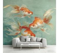 Genérico Papel Pintado Pez Dorado, Papel Pintado pared Dormitorio Pez Dorado Oriental Asiático, Decoracion pared Salon, Fotomurales Tejido no Tejido, 200 x 140 cm K-MZ&3