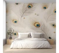 Genérico Papel Pintado Pluma de Pavo Real, Papel Pintado Pared Pluma de Animal de Decorativos del Hogar, para Salon Dormitorio Decoracion Pared, 300x210cm D&O133
