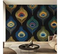 Genérico Papel Pintado Pluma Pavo Real, Papel Pintado pared Dormitorio Plumas Bohemias, Decoracion pared Salon, Fotomurales Tejido no Tejido, 500 x 350 cm K-MZ&9