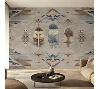 Genérico Papel Pintado Pluma Tribal, Papel Pintado pared Dormitorio Azteca Suroeste, Decoracion pared Salon, Fotomurales Tejido no Tejido, 200 x 140 cm K-MZ&9