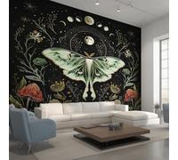 Genérico Papel Pintado Polilla, Papel Pintado Pared Flor Luna Planta de Decorativos del Hogar, para Salon Dormitorio Decoracion Pared, 450x315cm D&O96