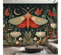 Genérico Papel Pintado Polilla, Papel Pintado Pared Mariposa Estrella Flores de Decorativos del Hogar, para Salon Dormitorio Decoracion Pared, 200x140cm D&O149
