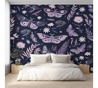 Genérico Papel Pintado Polilla, Papel Pintado Pared Mariposa Flor Planta de Decorativos del Hogar, para Salon Dormitorio Decoracion Pared, 352x250cm D&O162