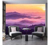 Genérico Papel Pintado Purple Blush & Lilac Cloud Con Temática Natural Y Mística. Mural De Pared No Tejido. Póster Fotográfico Para Decoración Del Hogar. Papel Pintado De Montañas Para Sala D