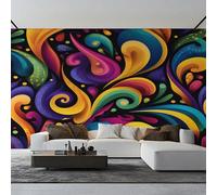 Genérico Papel Pintado Remolino Colorido 400X280cm, Papel Pintado Pared Abstracto Psicodélico Salon, Dormitorio, Oficina, Decorativos PZ&D43