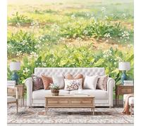 Genérico Papel Pintado Rústico De Pradera Con Flores Blancas Y Hierba Verde, Mural De Pared No Tejido, Póster Fotográfico Para Decoración Del Hogar, Arte Mural De Paisaje Natural Con Efecto Pan