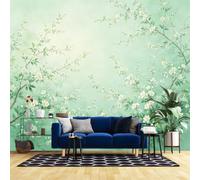 Genérico Papel Pintado Spring Blossom Verde Minimalista, Mural De Pared No Tejido, Póster Fotográfico, Decoración Del Hogar, Arte Mural De Paisaje Natural Con Efecto Panorámico 3D Para Sala De