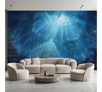 Genérico Papel Pintado Submarino, Papel Pintado Pared Coral Palacio Submarino de Decorativos del Hogar, para Salon Dormitorio Decoracion Pared, 450x315cm D&O51
