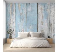 Genérico Papel Pintado Tablón de Madera Azul Blanca, Papel Pintado pared Dormitorio Tabla de Madera Rústica, Decoracion pared Salon, Fotomurales Tejido no Tejido, 300 x 210 cm K-MZ&12