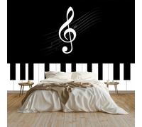 Genérico Papel Pintado Teclas y notas de piano Arte lineal Fotomurales tejido no tejido 150 x 105 cm Fotomurales Decorativos Pared Papel de Pared Efecto 3D Decorativo Salon Papel Tapiz Cocina