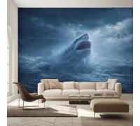 Genérico Papel Pintado Tiburón Blanco, Papel Pintado Pared Olas Relámpagos de Decorativos del Hogar, para Salon Dormitorio Decoracion Pared, 308x220cm D&O114