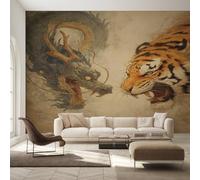 Genérico Papel Pintado Tigre Dragón, Papel Pintado pared Dormitorio Bestia Mítica, Decoracion pared Salon, Fotomurales Tejido no Tejido, 390 x 260 cm K-MZ&15
