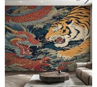Genérico Papel Pintado Tigre Dragón, Papel Pintado Pared Japonés Oriental de Decorativos del Hogar, para Salon Dormitorio Decoracion Pared, 150x105cm D&O146