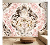 Genérico Papel pintado TNT Patrón de damasco vintage - Fotomural 250 x 175(WxH) en Beige, ideal para renovación rápida, pared de acento elegante, decoración para salón