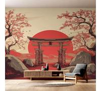 Genérico Papel Pintado Torii Japonés, Papel Pintado Pared Flores de Cerezo de Decorativos del Hogar, para Salon Dormitorio Decoracion Pared, 200x140cm D&O147