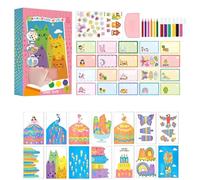 Genérico Papel Rasca - Con Pegatinas, Kit De Pintura Arcoíris Y Juguetes - Arte Y Manualidad Infantil De Papel Rasca Con Raspador,Para Niños Y Niñas, Escuela En Casa, Preescolar, Aula, Guardería,