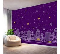 Genérico Papel Tapiz Fotográfico 150 x 105 cm（WxH Papel Pintado Panorámico, Arte Arquitectura Urbana Líneas Decoración Pared - Moderna para Cuarto de Niño Salón Oficina Púrpura