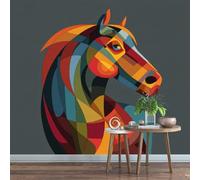 Genérico Papel tapiz fotográfico 300 x 210 cm Caballo Fotomurales Tejido No Tejido，No es un fondo de pantalla común y corriente Caballo Colorido Moderno Decoración de Paredes