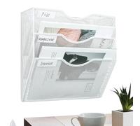 Genérico Paper Organizer For Wall - 3-Tier Metal Rack Tray Storage Box Divider | File Organizer Mount Shelf - For Desk Desktop Cubicle Home Classroom Teacher Door Bathroom : 32.5*30*10.5cm