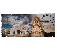 Genérico Papiro Artesanal de la Virgen del Rocío con Reloj - Cuadro Religioso Hecho a Mano en Madera - Decoración Devocional Andaluza - Regalo Rociero