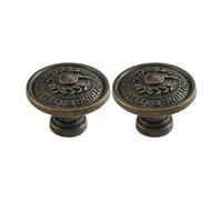Genérico Paquete de 2 tiradores de gabinete vintage, pomos de cajón, tiradores de bronce antiguo de un solo orificio for muebles, armarios, puertas, accesorios de hardware decorativos(A)