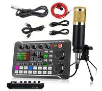 Genérico Paquete de Micrófono Podcast Condensador BM-800 con Kit Tarjeta Sonido en F998 Equipo Cambiador Voz Mezclador y Reducción Ruido para PC Grabación Estudio Difusión