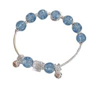 Genérico para conjuntos de 4 anillos chinos Jade Bead pulsera para su esposa abuela madre madre día San Valentín con pulsera clásica pulsera plata joyería, talla única, Resina, No Gemstone